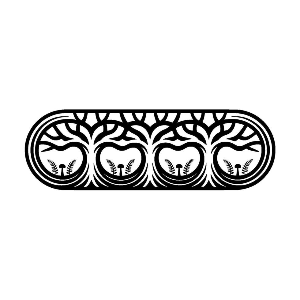 Stylized Tree Silhouette, Minimalist Emblem, Organic, Botanical vector