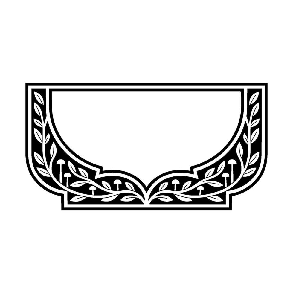 Art Nouveau Frame with Mushroom Motifs - Elegant Border vector