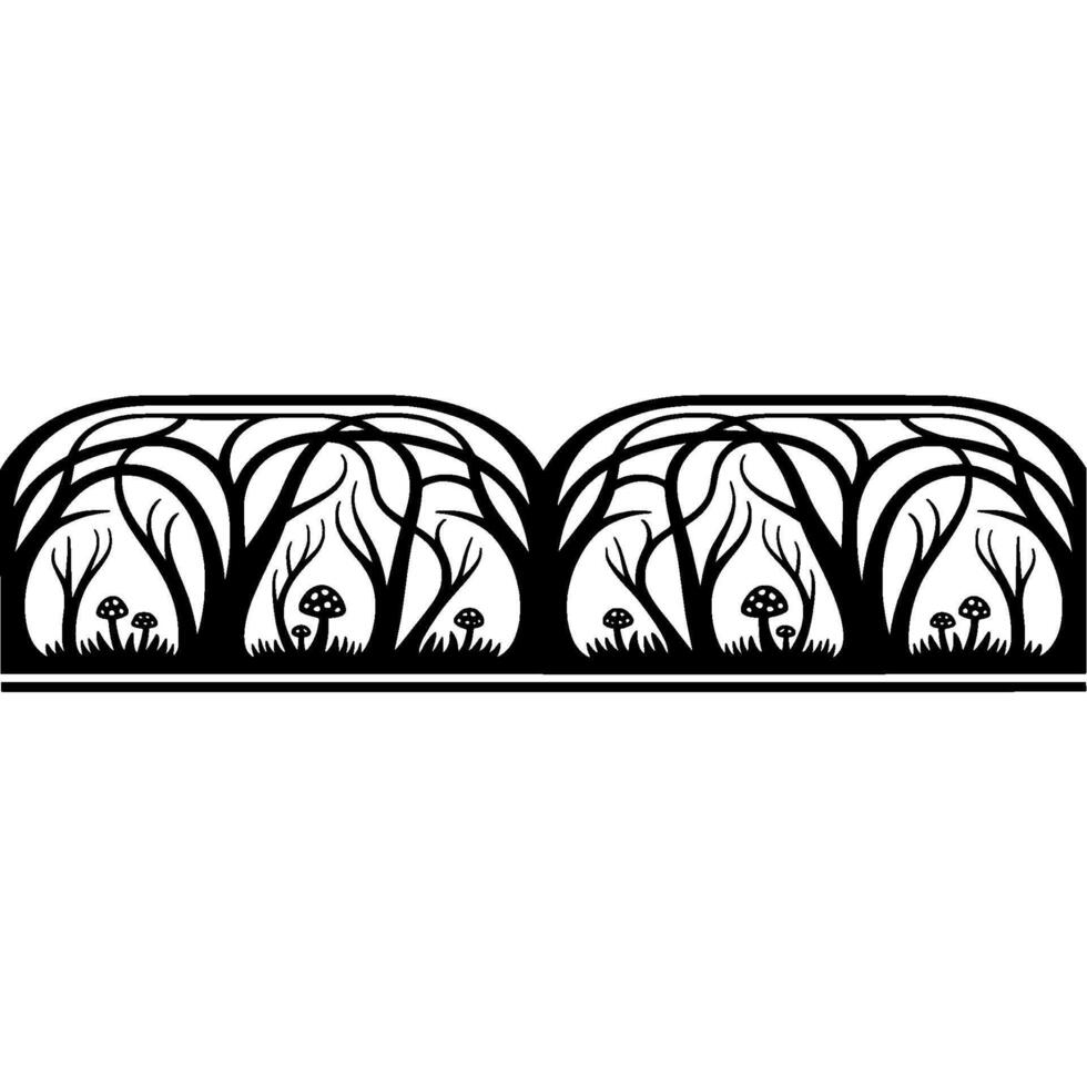 Stylized Forest Border, Minimalist Woodland Illustration vector