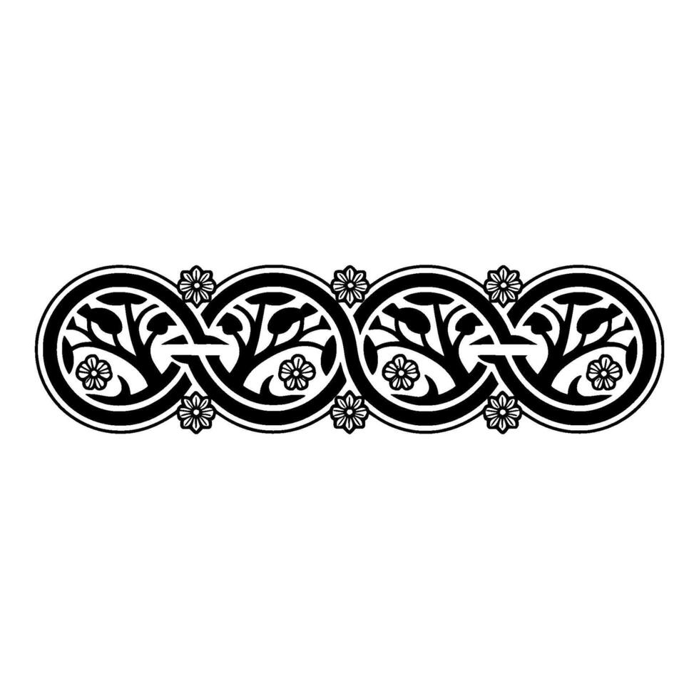 Intricate Floral Border, Medieval , Elegant Ornamentation, Ornament vector