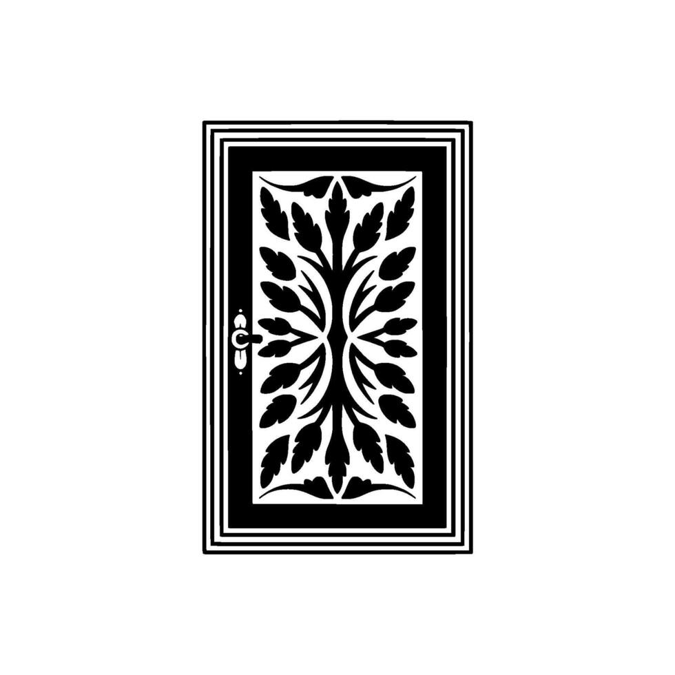 Elegant Black White Door Ornament, Decorative Motif vector