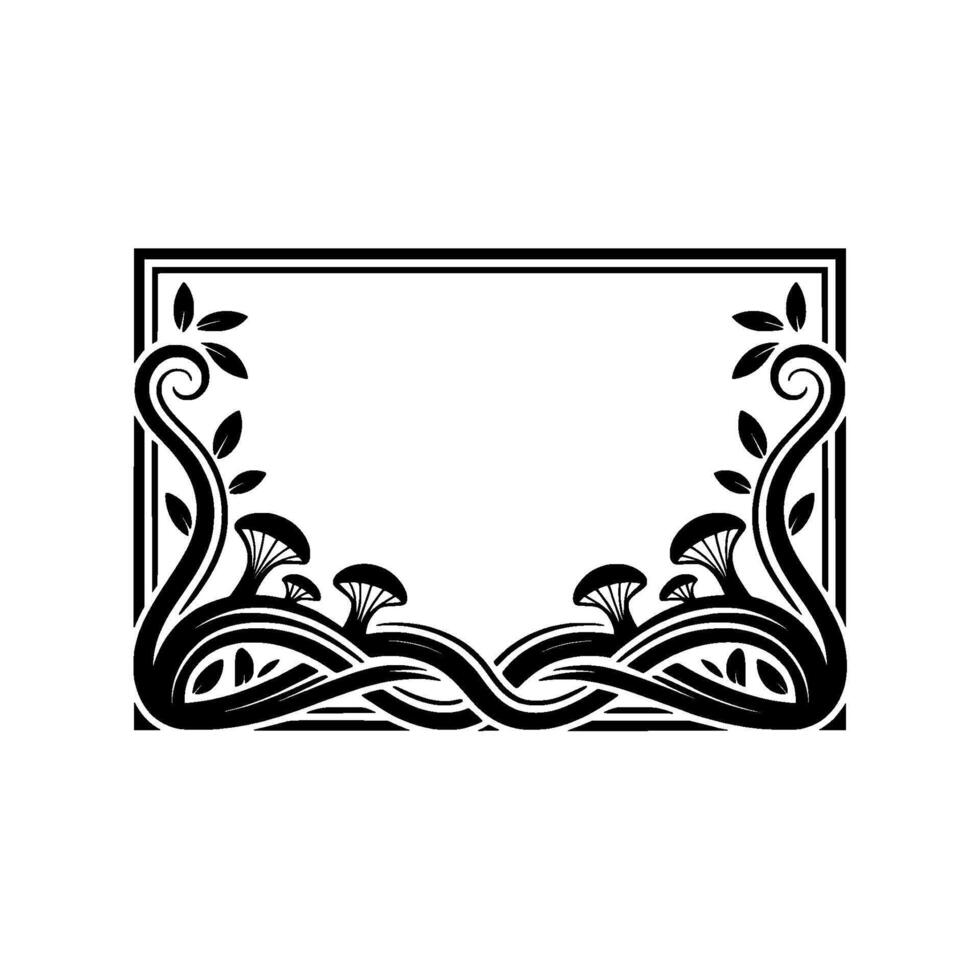 Art Deco Mushroom Frame Elegant Botanical Border vector