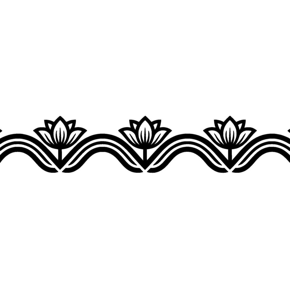 Elegant Lotus Border, Vintage Decorative Element, Floral vector