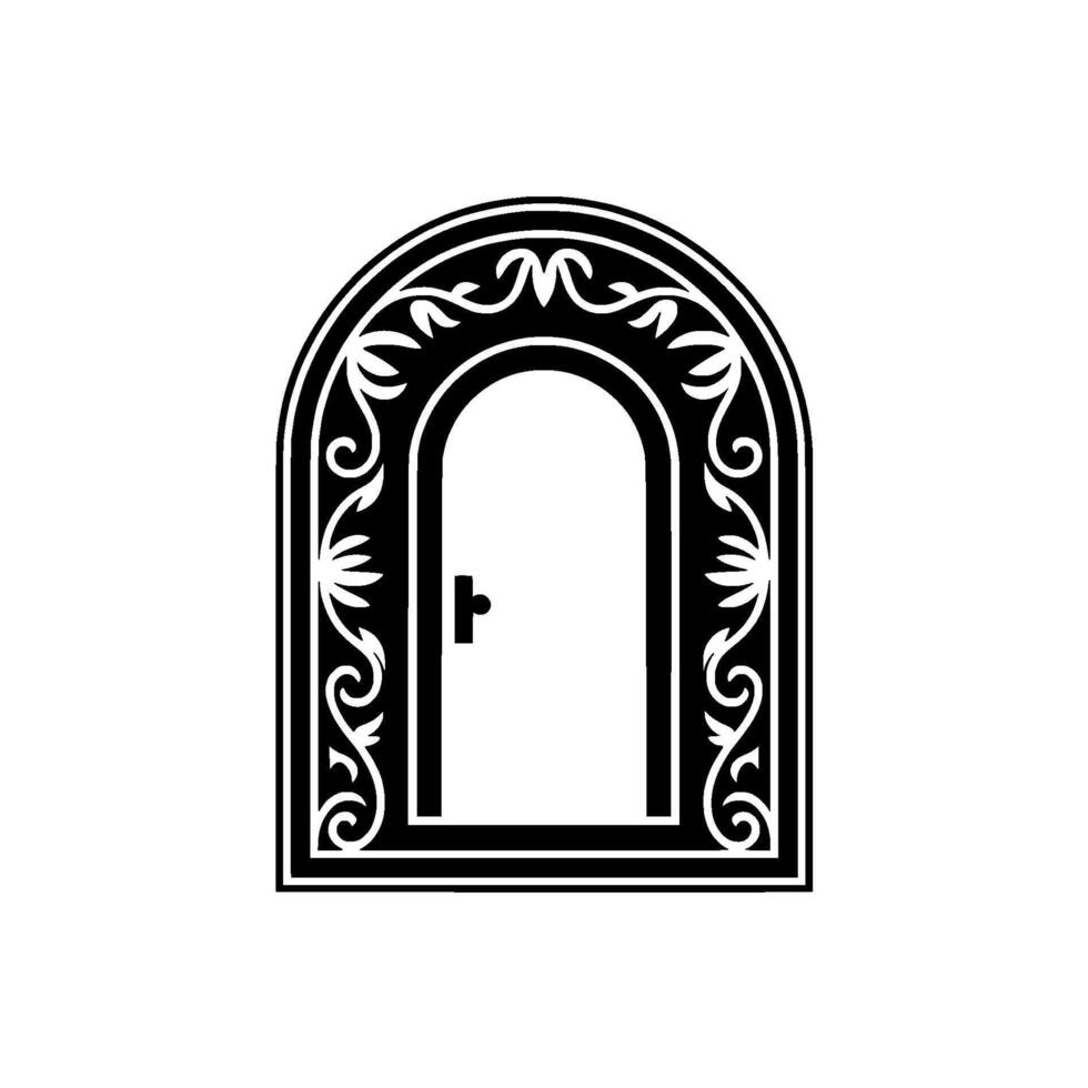 Ornate Archway Door Emblem, Vintage Style vector