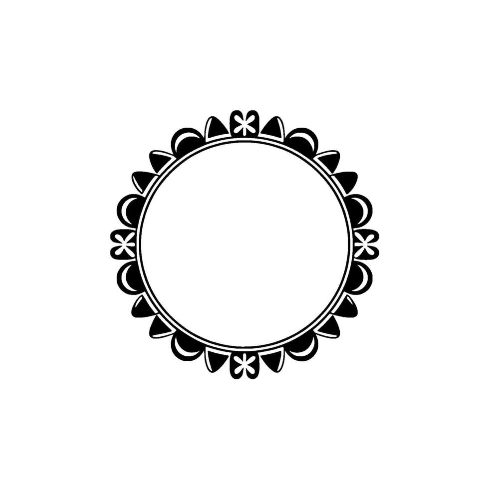 Stylized Floral Circle Frame, Minimalist - Ornament - Border vector