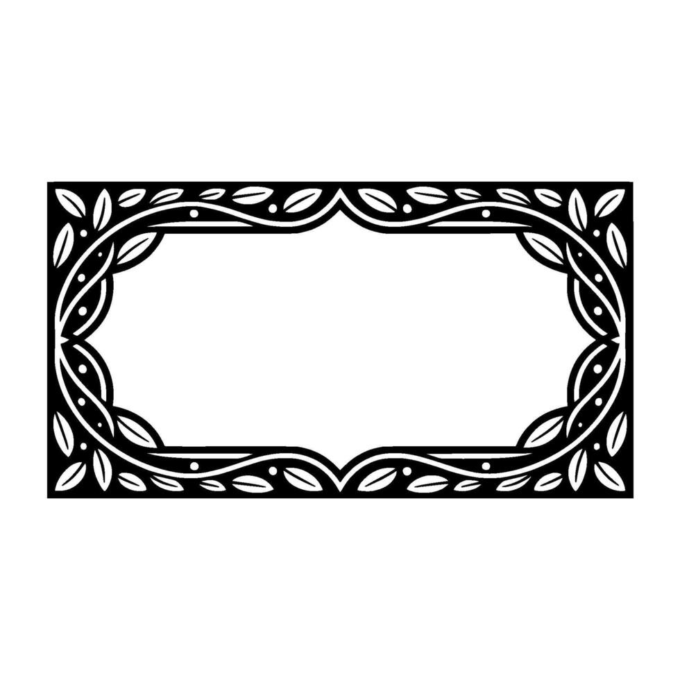 Art Deco Botanical Frame, Elegant Border, Geometric vector