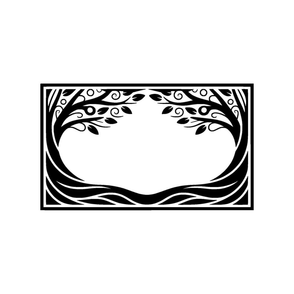 Elegant Black Tree Frame, Art Deco vector