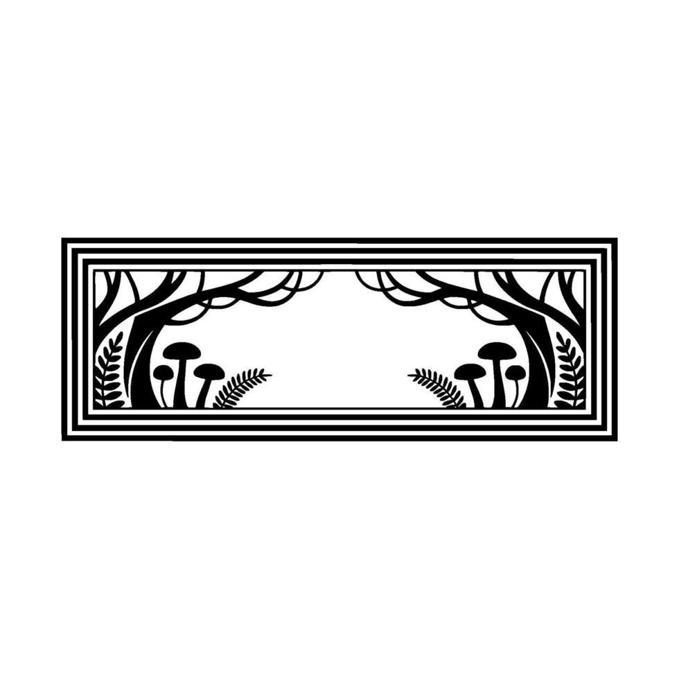 Enchanted Forest Frame, Stylized Woodland Illustration vector
