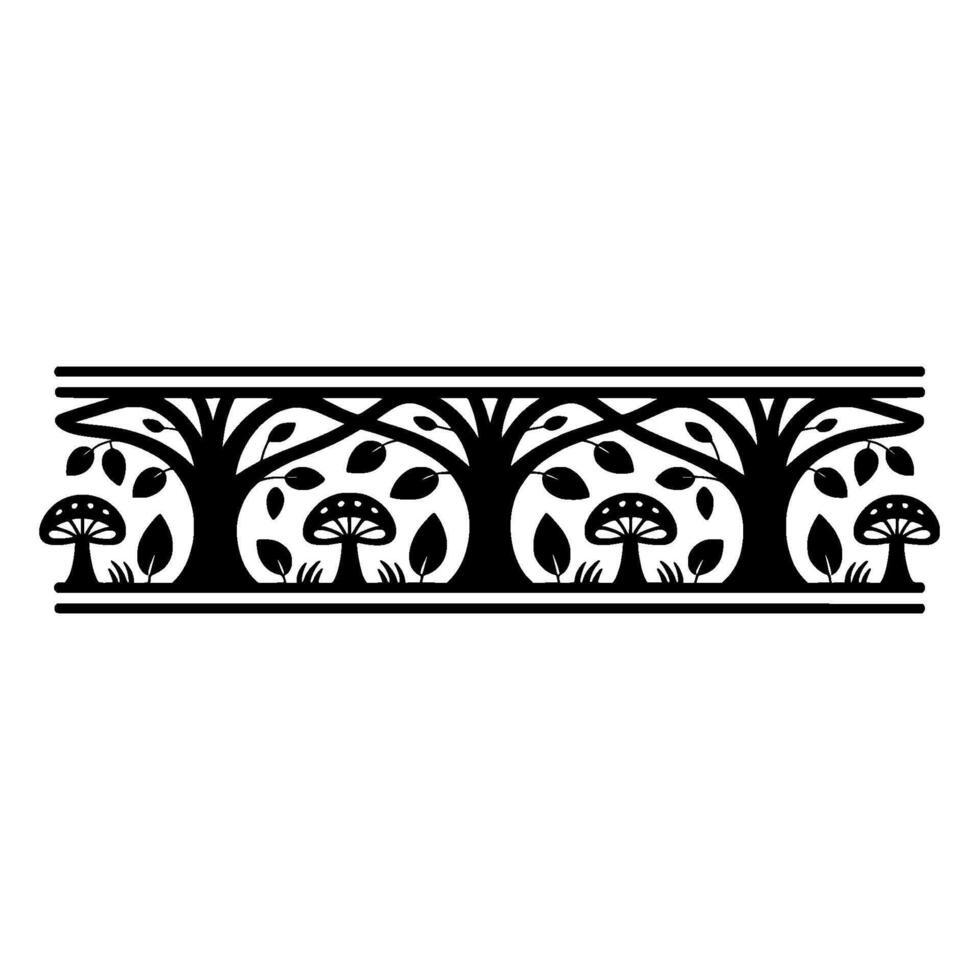 Stylized Forest Border, Art Deco Inspired, Trees vector