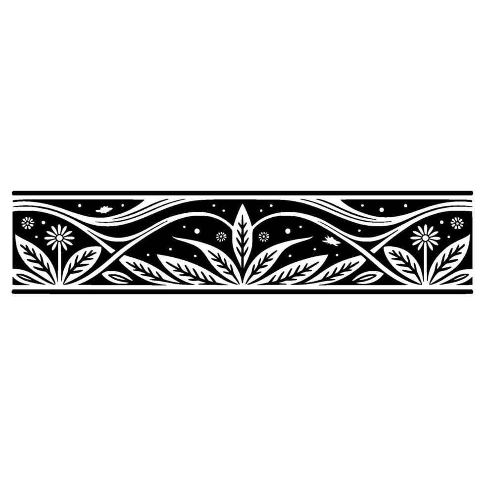 Stylized Botanical Border, Vintage Illustration, Decorative vector