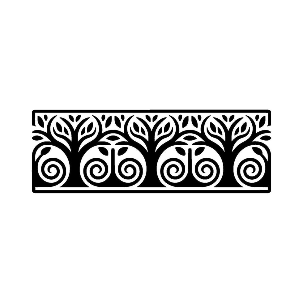 Stylized Tree Border, Geometric , Minimalist Motif - Ornamental vector