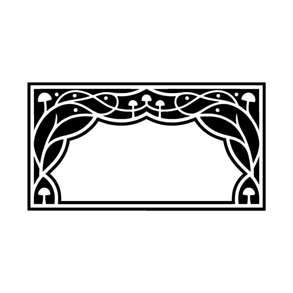 Art Nouveau Mushroom Frame, Elegant Botanical, Mushrooms vector