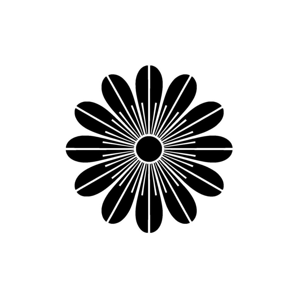 Minimalist Black Flower , Geometric Blossom vector