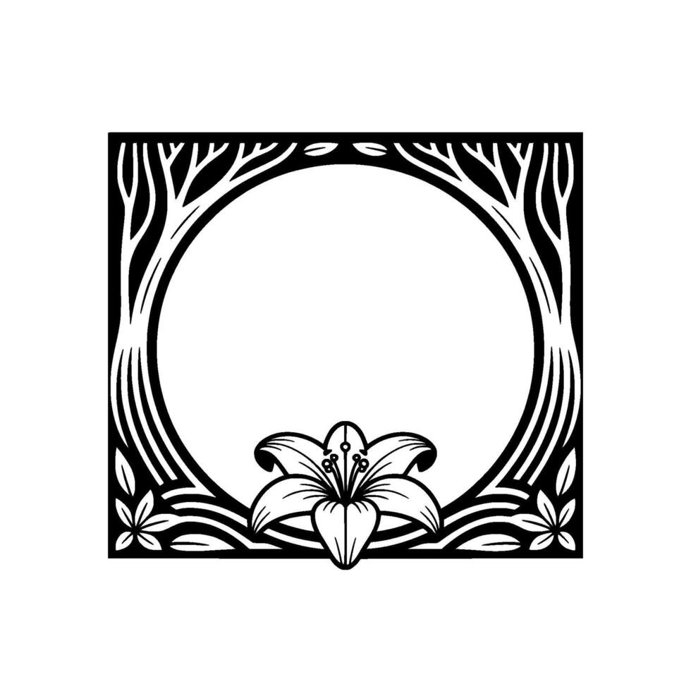 Elegant Floral Frame, Art Nouveau, Lily vector