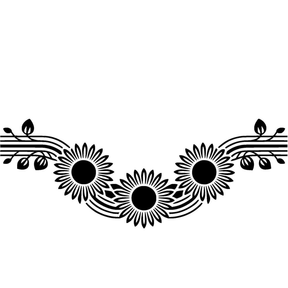 Vintage Sunflower Border, Elegant Floral vector