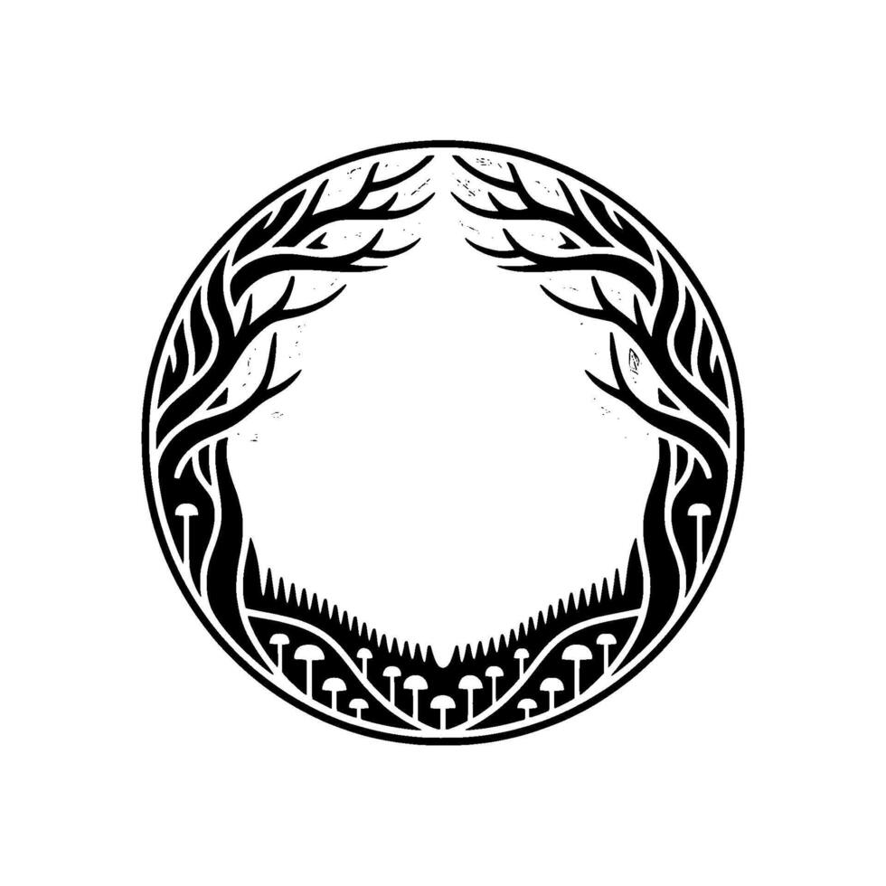 Circular Woodland Emblem, Symbolic of Growth and Renewal vector