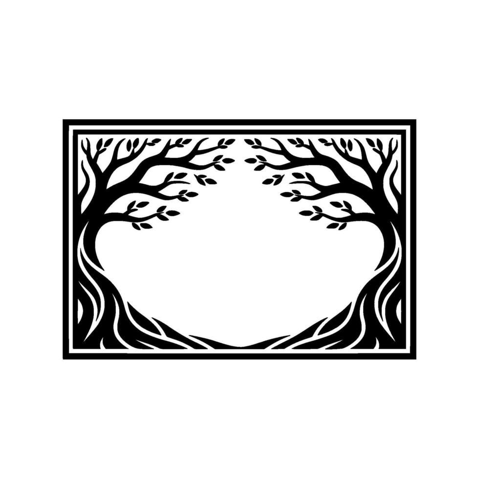 Elegant Tree Frame, Symbolic Border, Minimalist vector