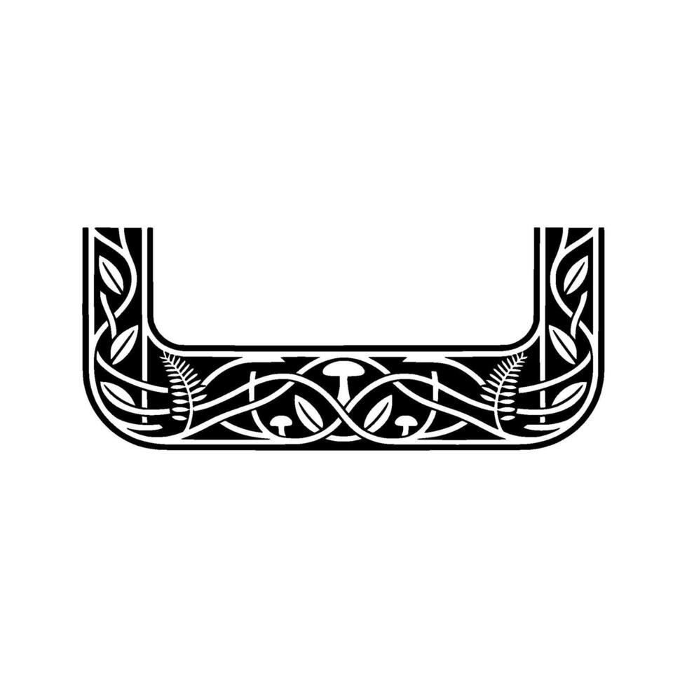 Intricate Botanical Letterform, Art Nouveau Inspired vector