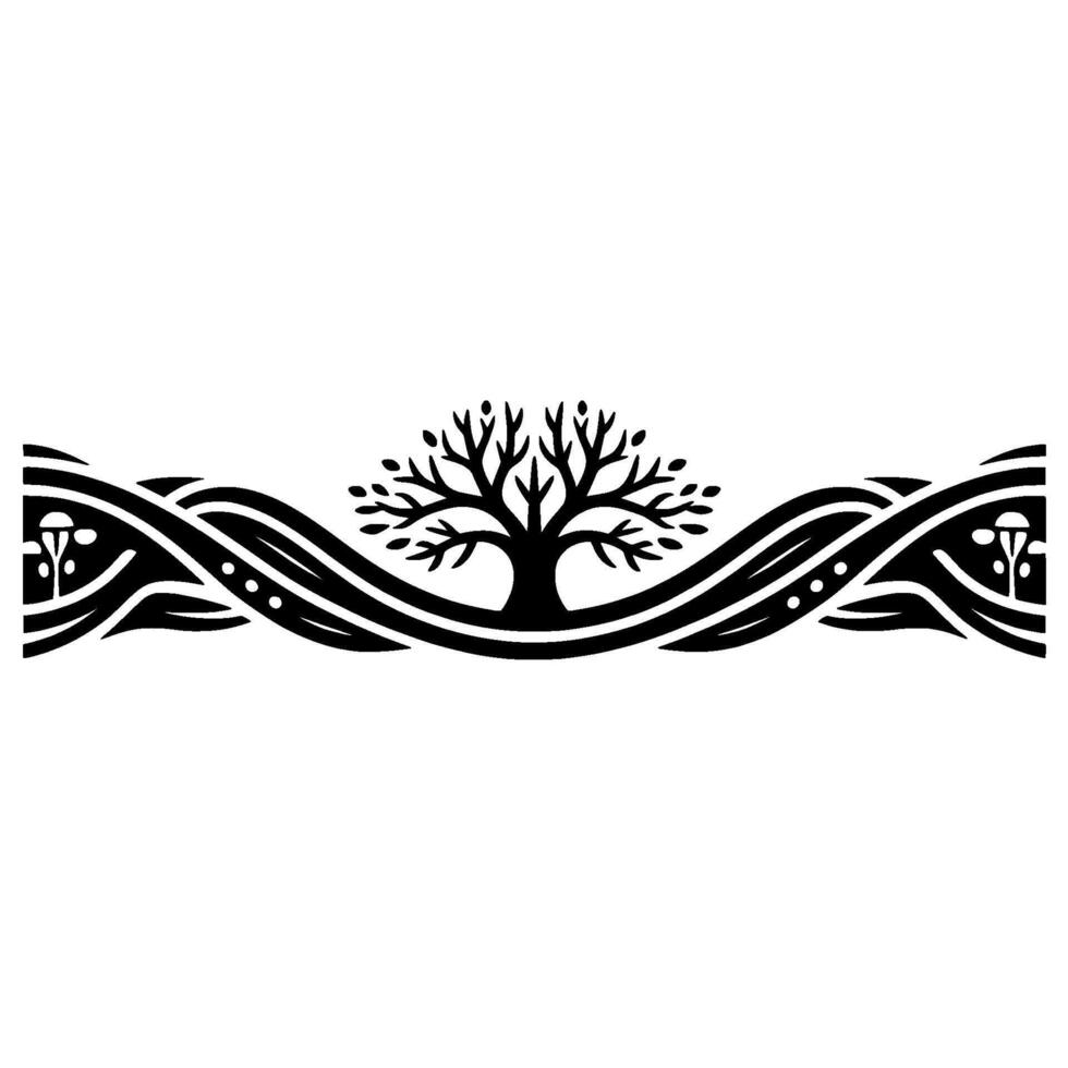 Tribal Tree Border, Elegant, Vintage Motif vector