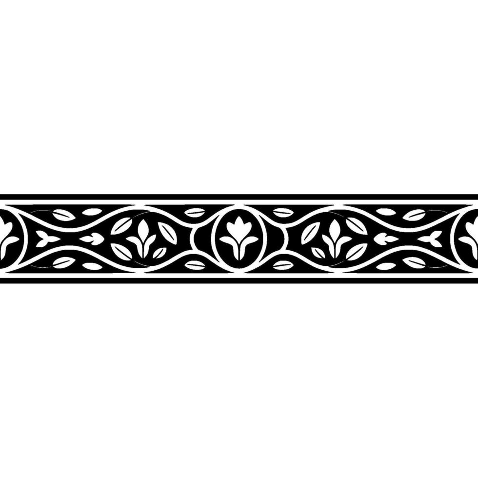 Intricate Floral Border, Vintage, Elegant Ornamentation, Motif vector