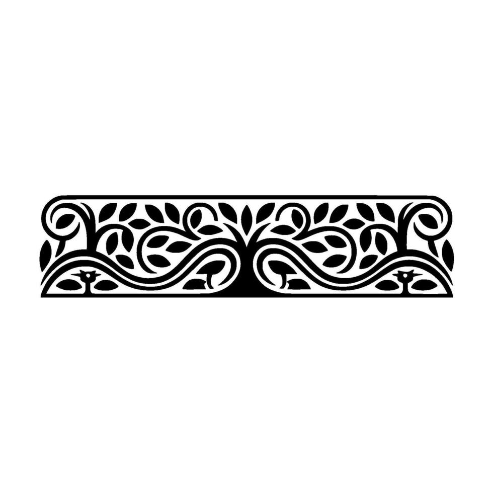 Elegant Black Floral Border, Vintage Element - Branch vector