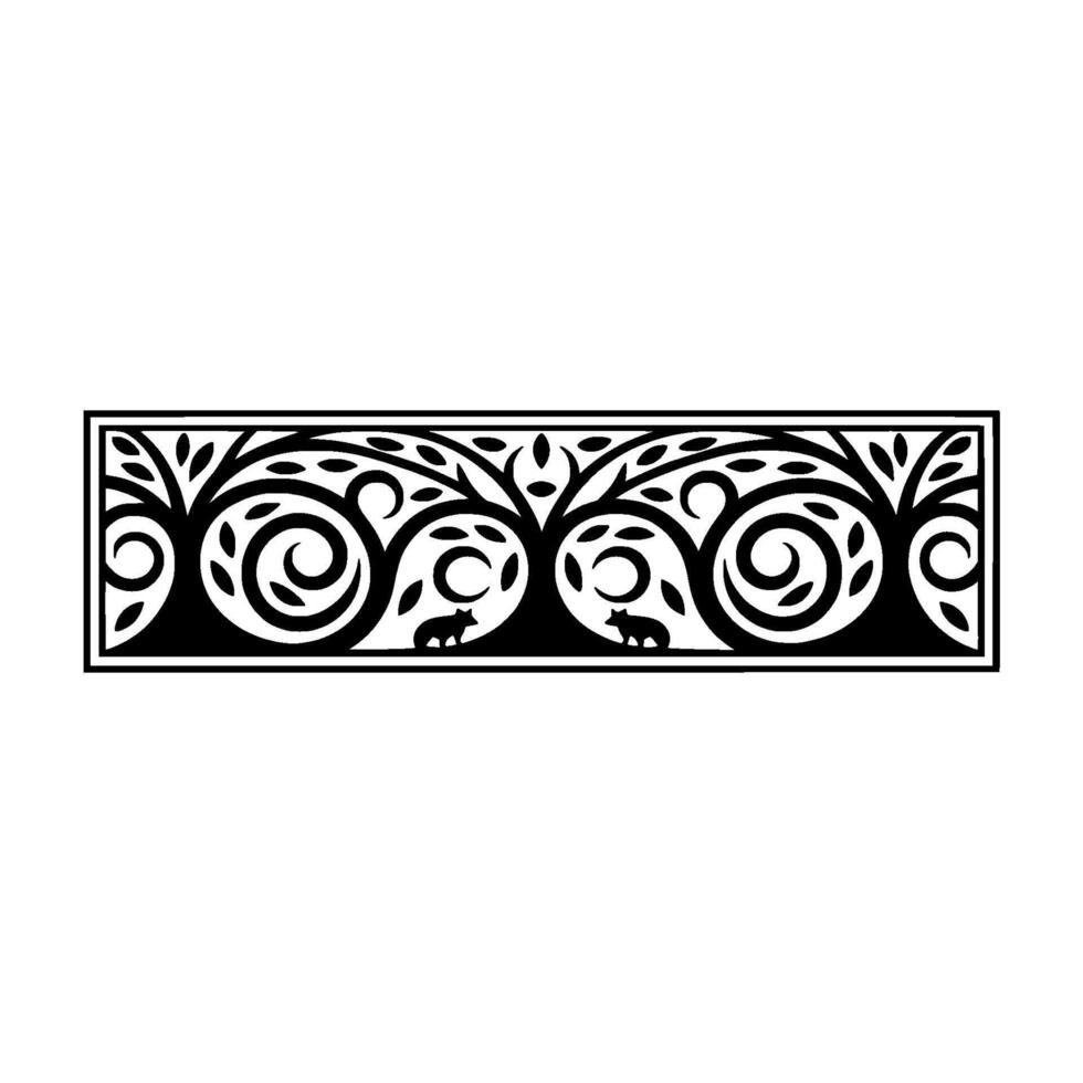 Elegant Black White Botanical Border, Ornament vector