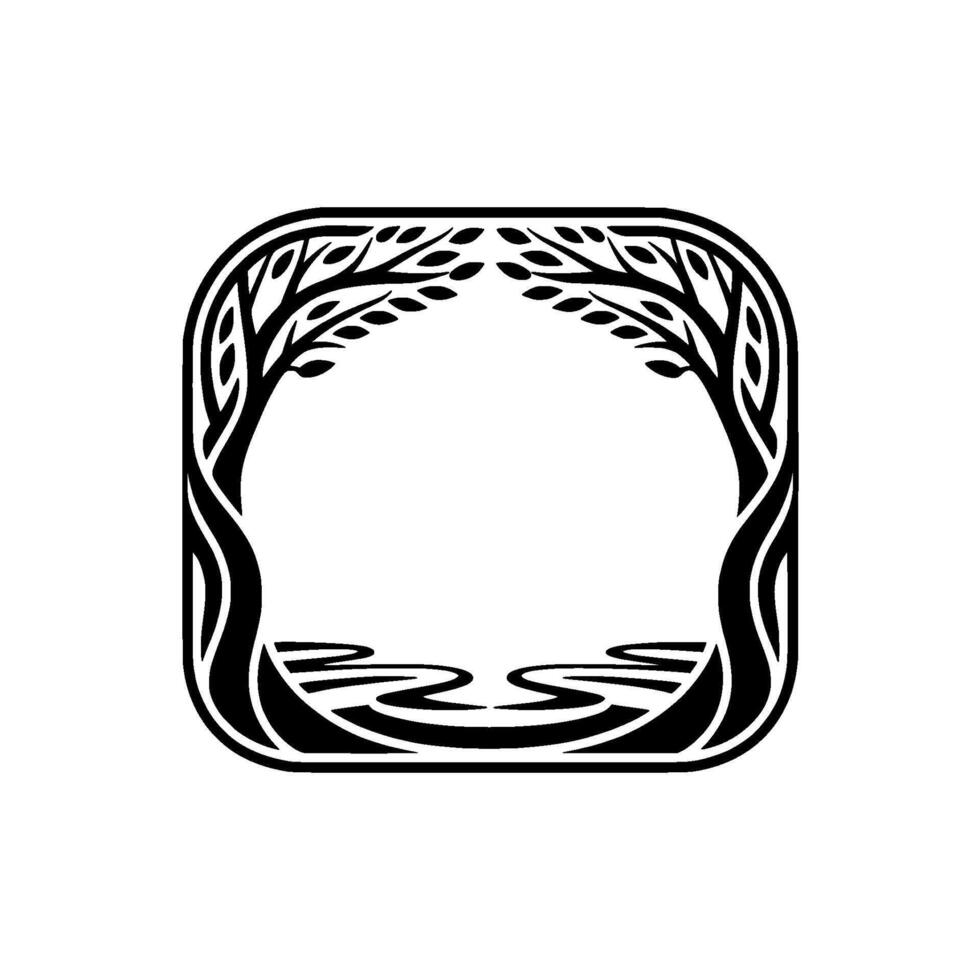 Stylized Tree Frame, Organic , Tranquil Landscape vector