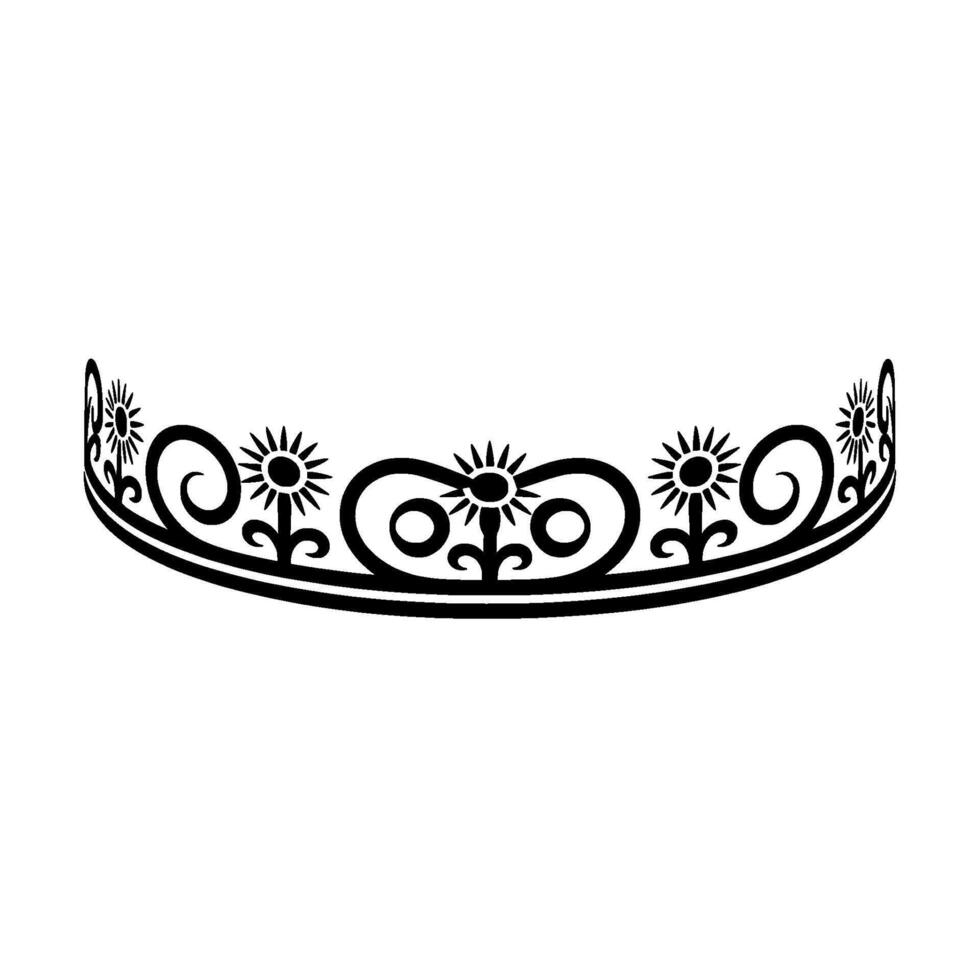 Ornate Black Crown with Sunburst Details Vintage Element vector