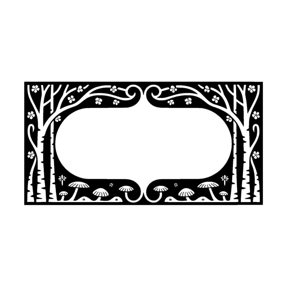 Stylized Birch Frame, Woodland Illustration, Decorative Border vector