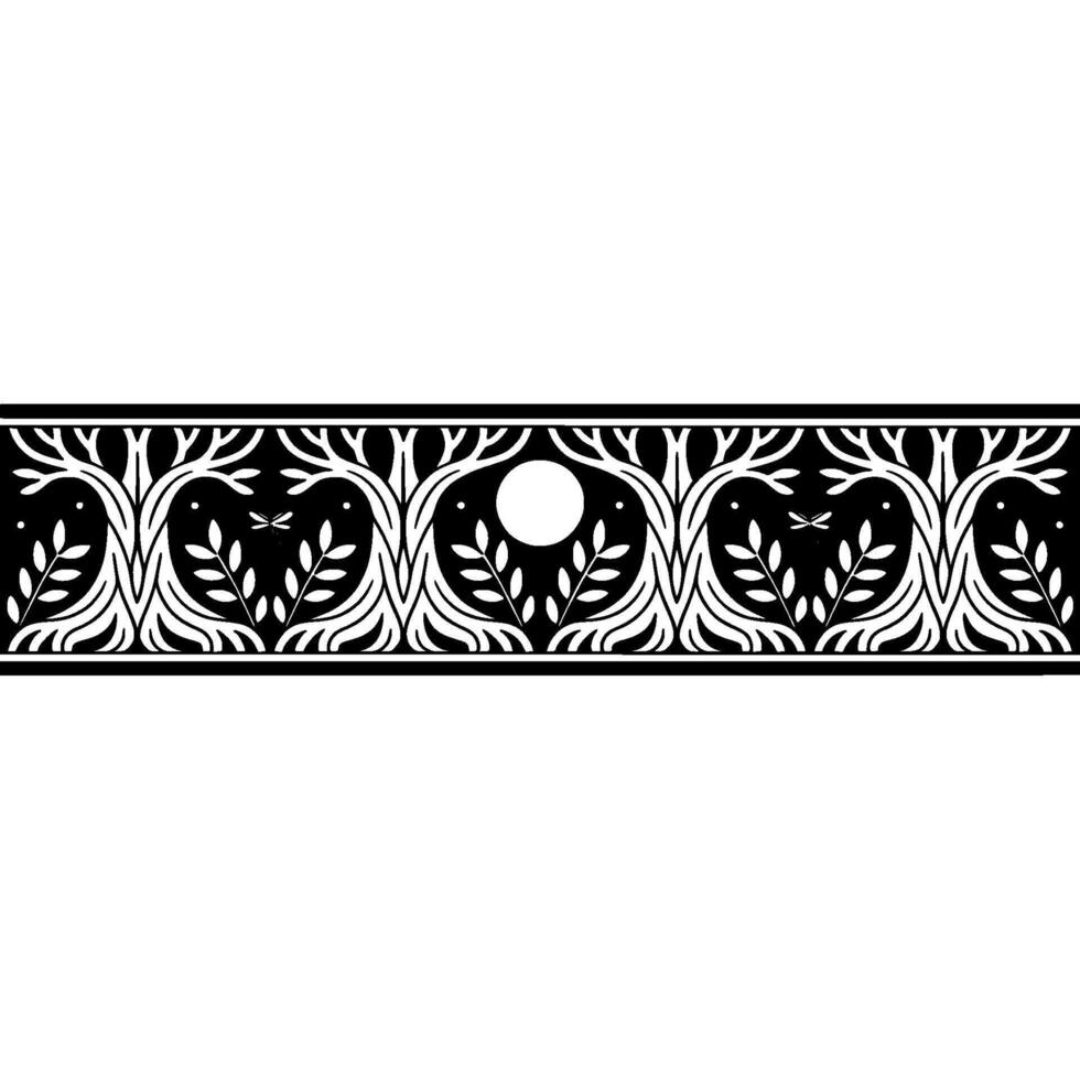 Art Nouveau Border, Stylized Foliage, Dragonfly Motif vector