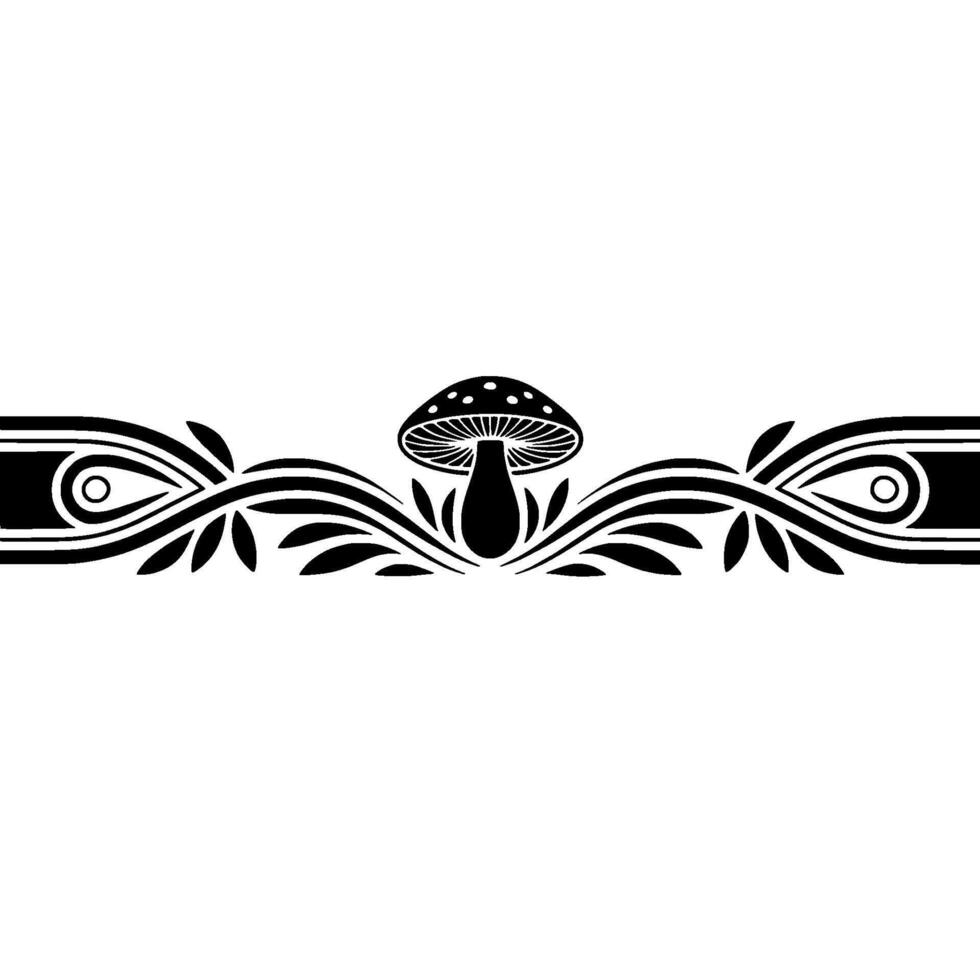 Stylized Mushroom Border, Decorative Art Deco Element vector