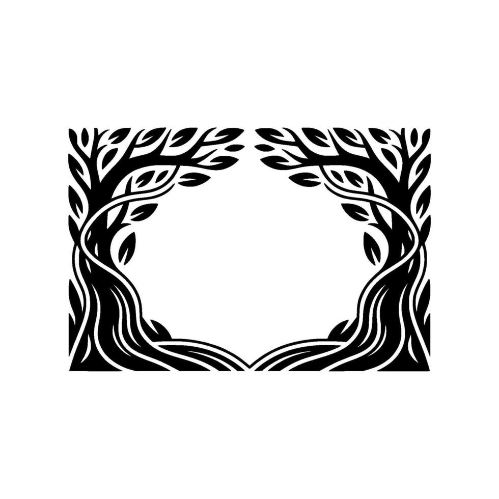 Stylized Tree Frame, Organic , Minimalist Border vector
