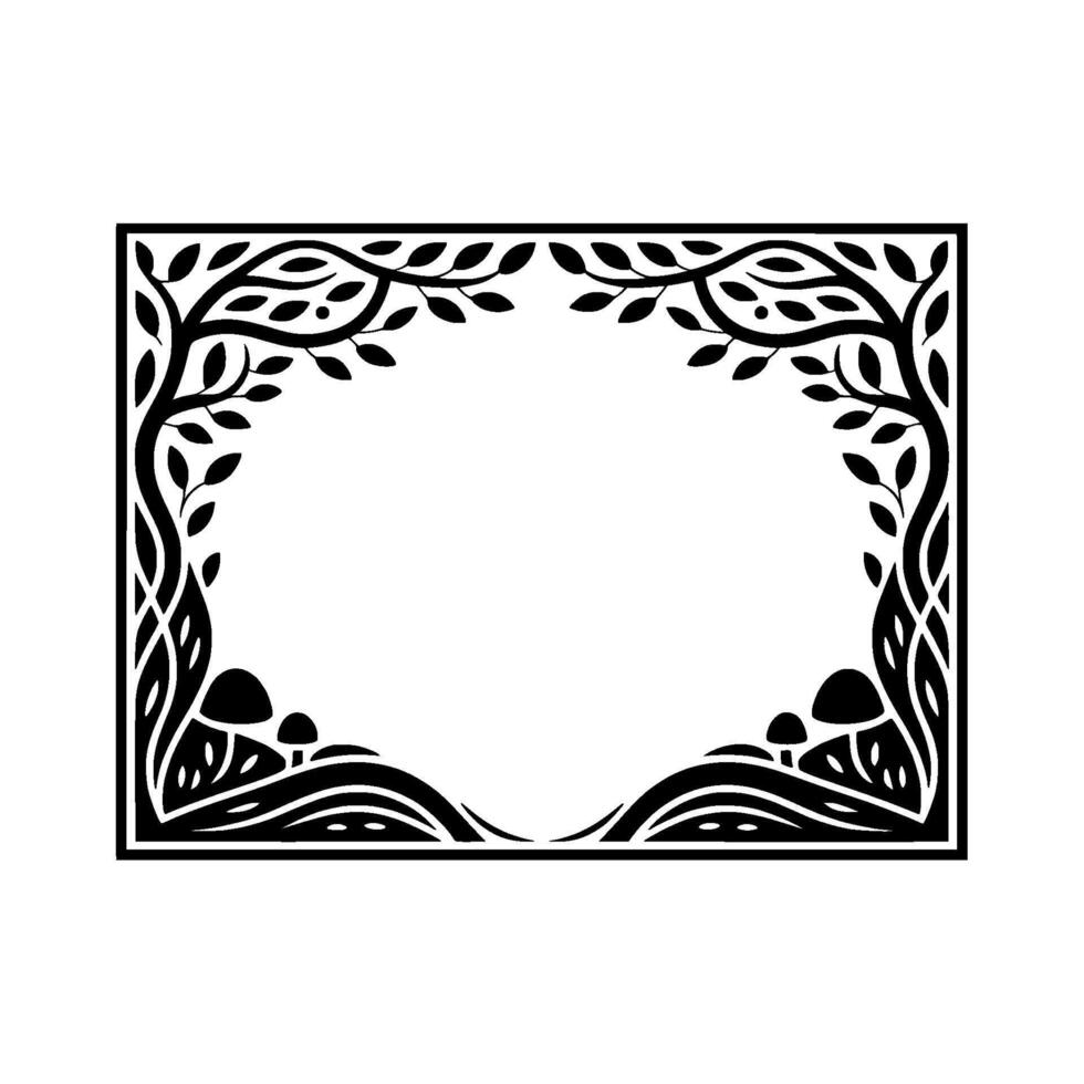 Botanical Frame, Intricate Woodland Border, Vintage Illustration vector