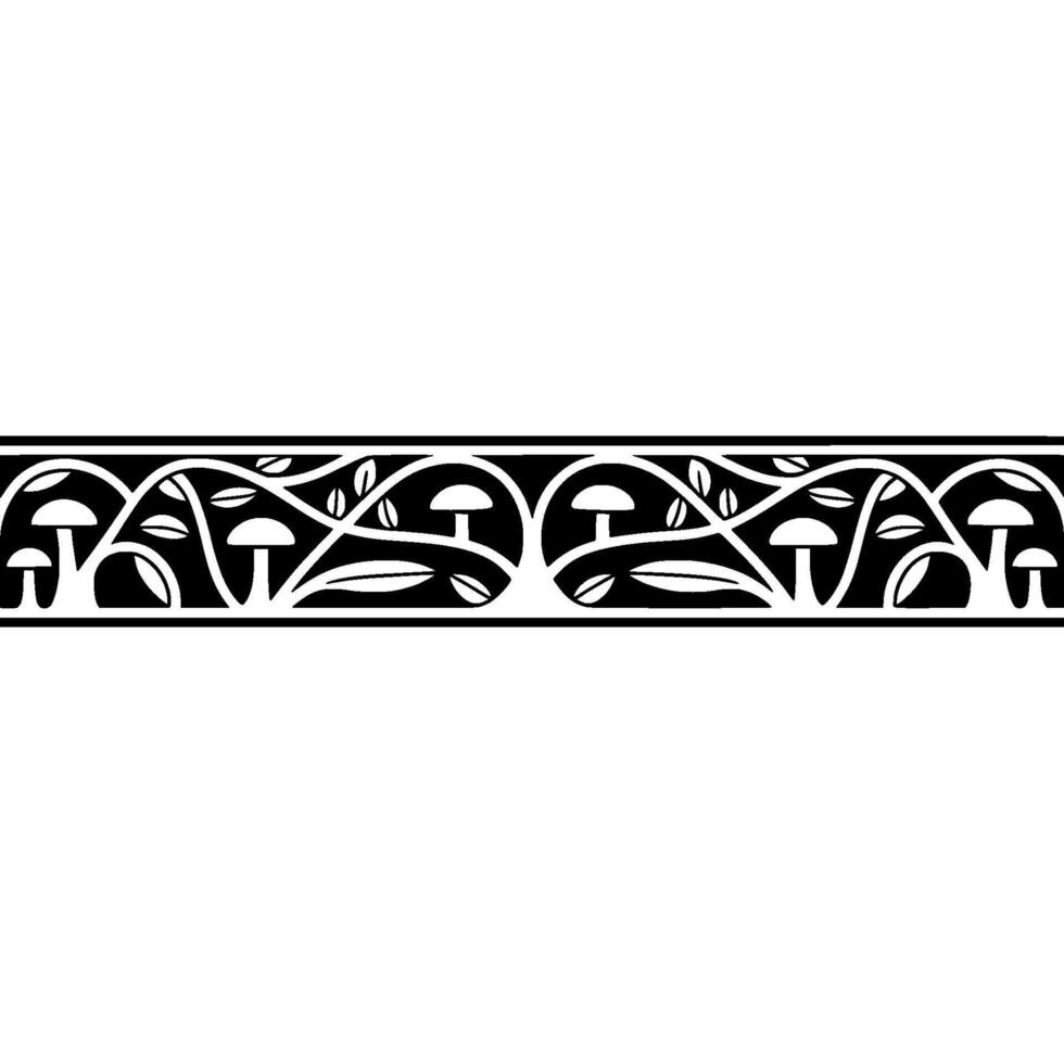 Stylized Mushroom Border, Art Nouveau Inspired - Elegant vector