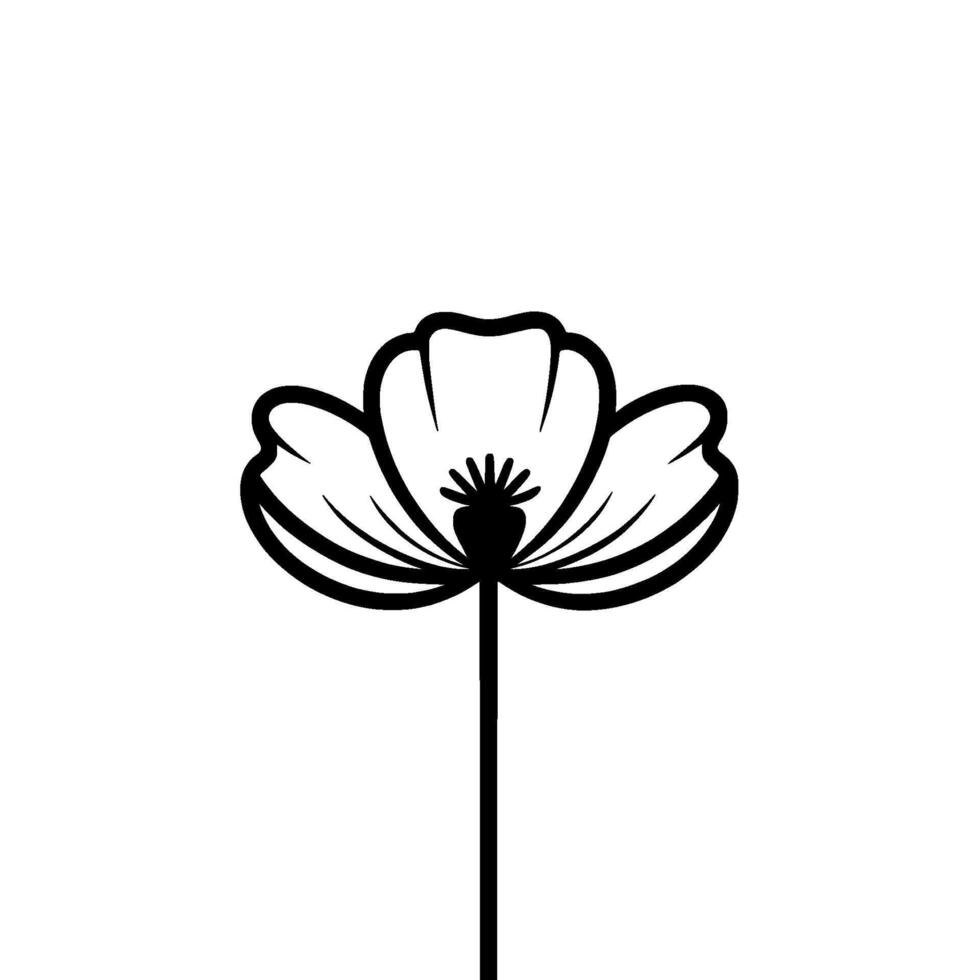 Minimalist Black Flower Silhouette on Gradient Background vector