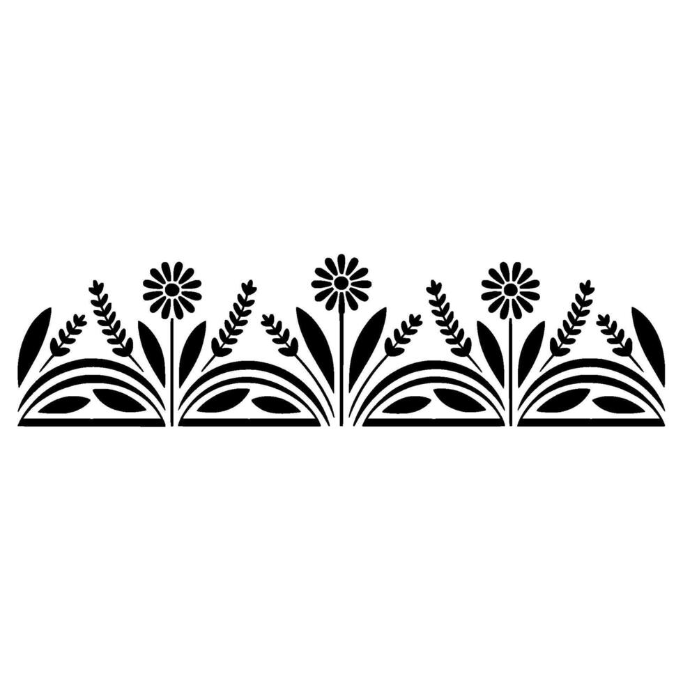 Stylized Floral Border, Vintage , Decorative Element, Silhouette vector