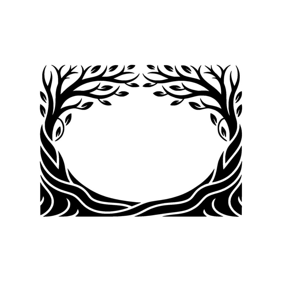 Intricate Tree Frame, Symbolic Border, Vintage Illustration, Branches vector