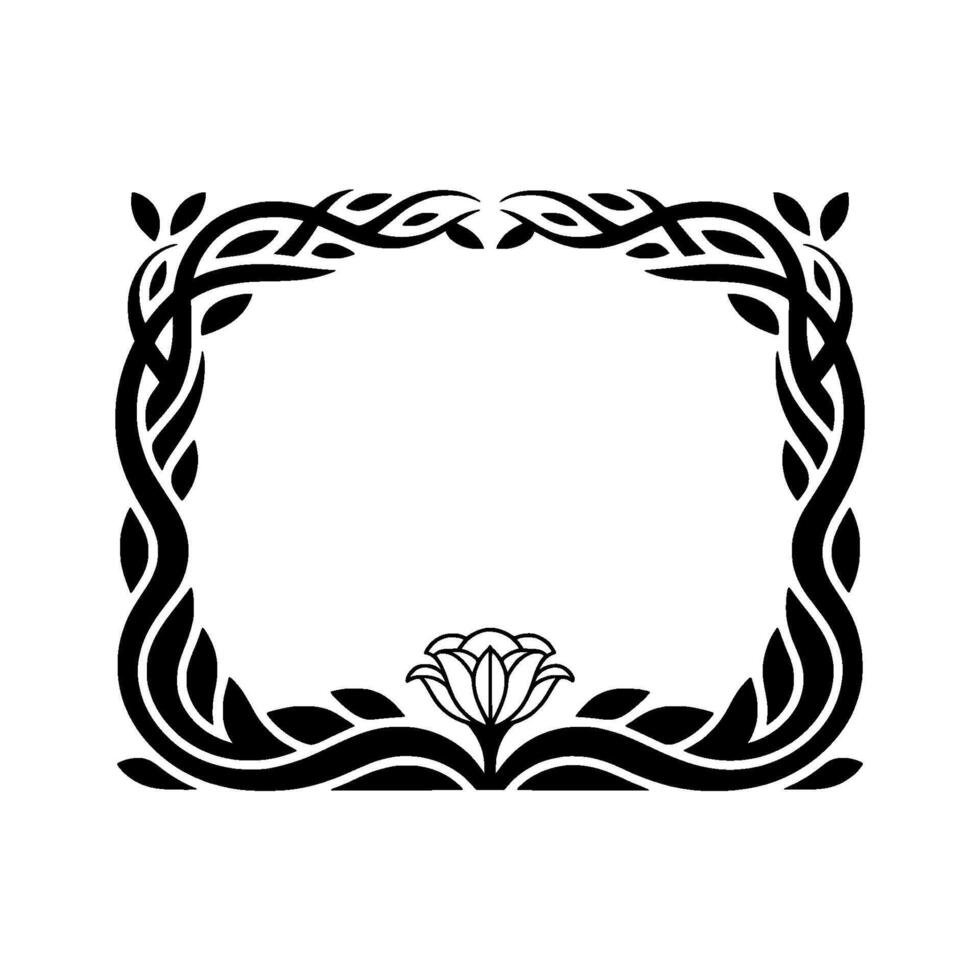 Elegant Floral Frame, Art Deco, Minimalist Aesthetic, Ornament vector