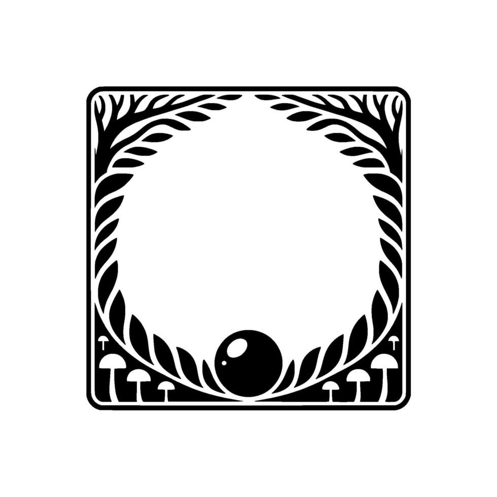 Stylized Botanical Emblem, Circular Focus vector