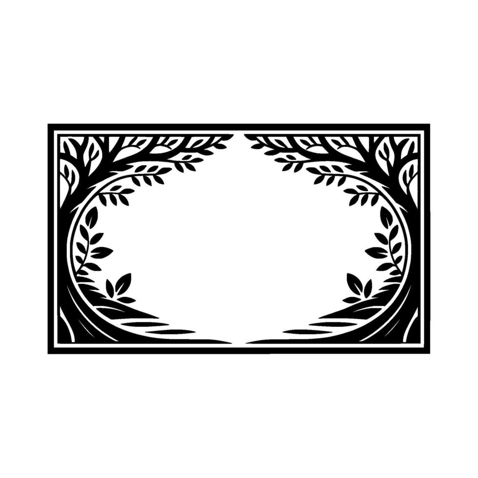Geometric Black White Tree Frame, Minimalist vector