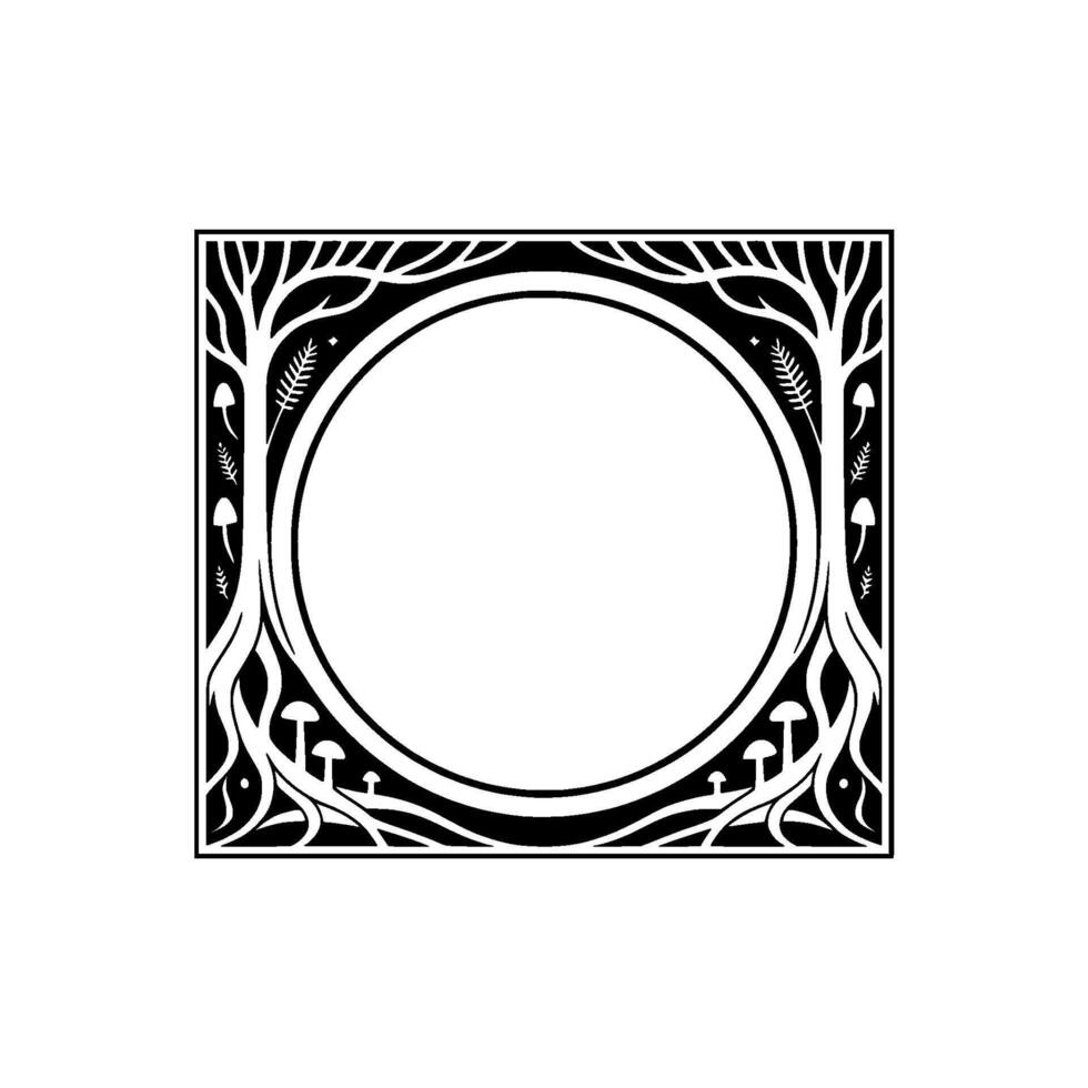 Ornate Botanical Frame, Vintage Aesthetic, Decorative Border vector