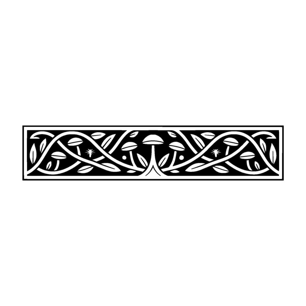 Intricate Botanical Border, Vintage Style, Mushroom vector