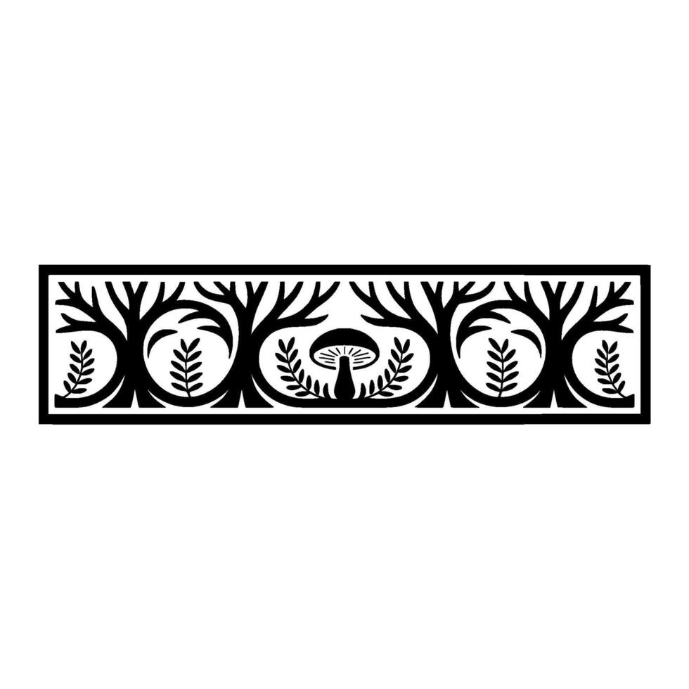 Stylized Forest Border, Intricate Botanical, Floral vector