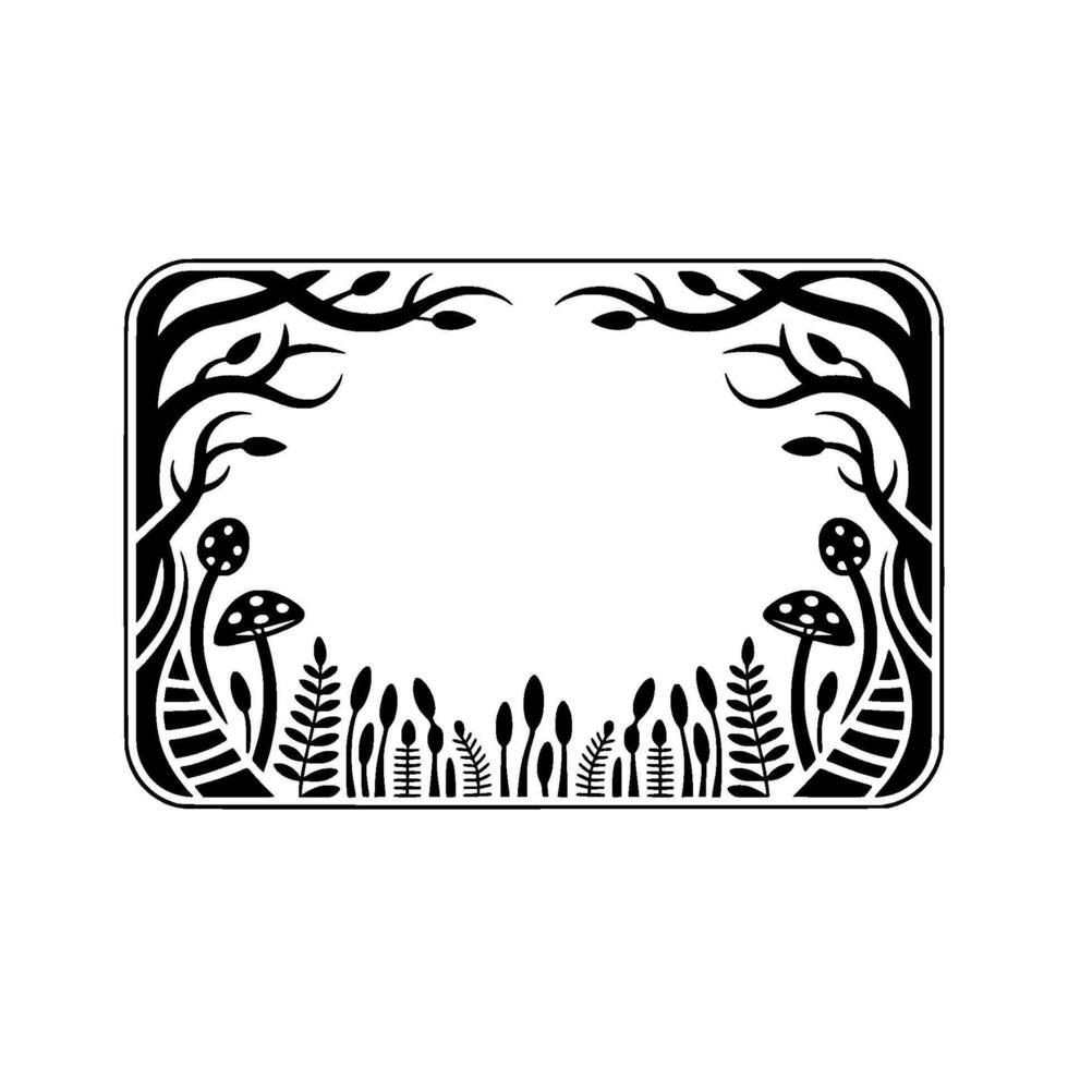 Stylized Forest Frame, Intricate Botanical Illustration vector