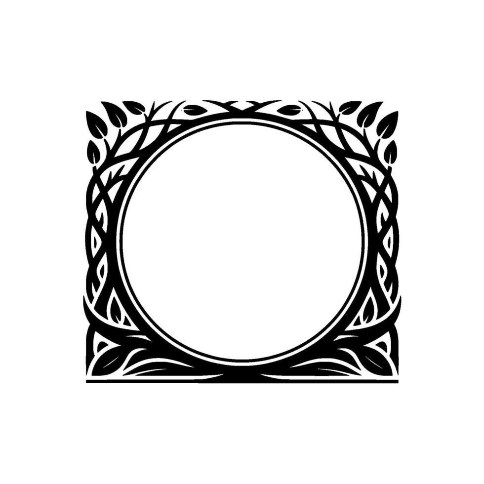 Intricate Branch Frame, Vintage, Circular Border vector