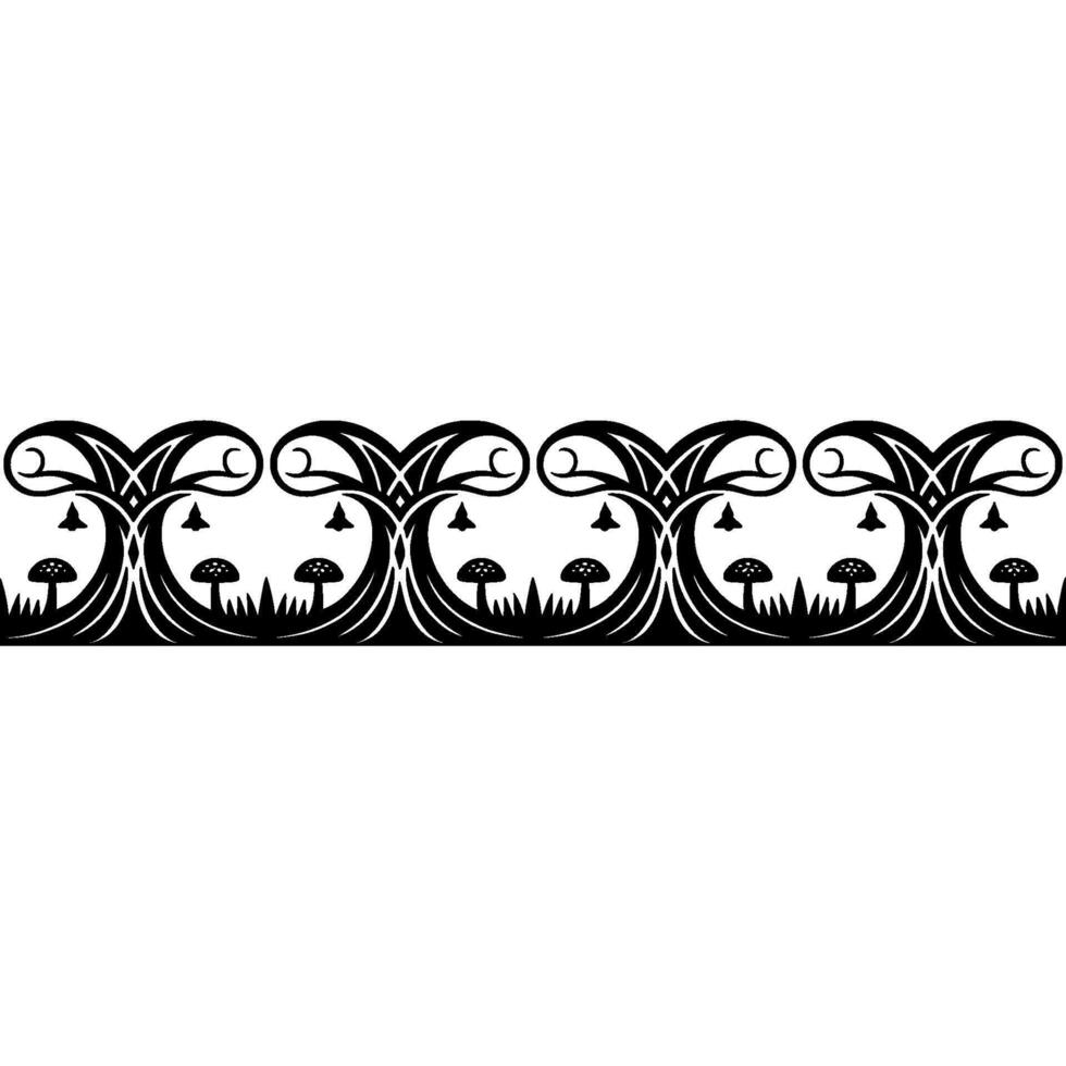 Elegant Botanical Border, Art Nouveau Inspired, Mushroom vector