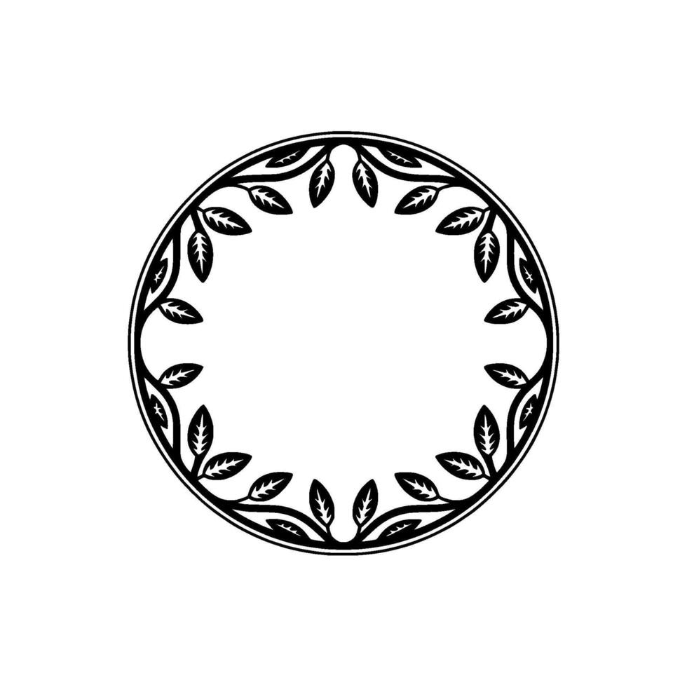 Circular Leaf Emblem, Minimalist Botanical, Wreath vector