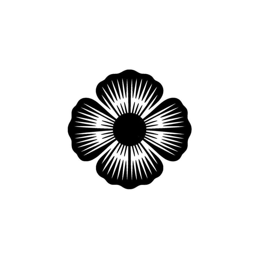 Intricate Black Poppy Emblem, Minimalist Floral vector