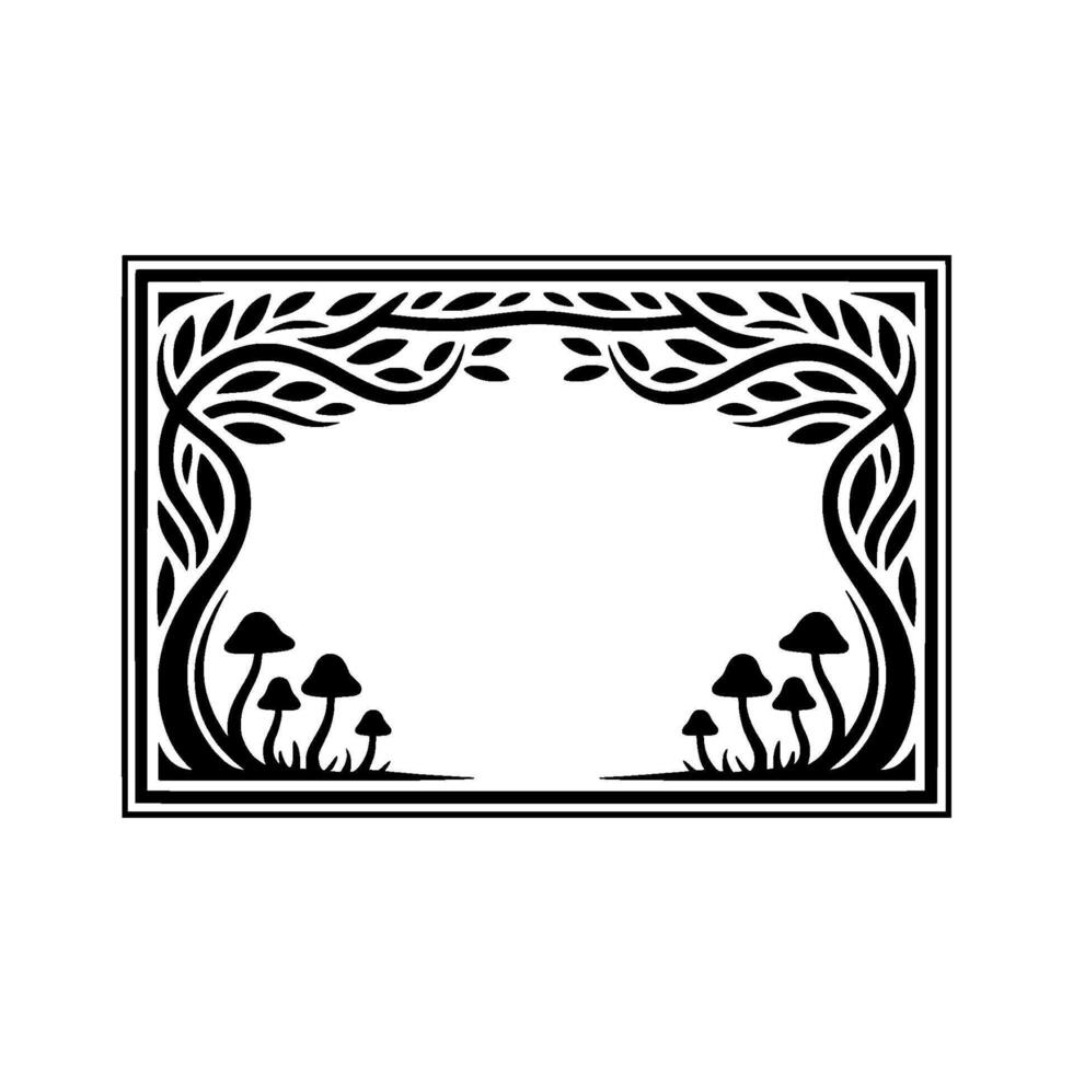 Botanical Frame, Forest Motif, Stylized Illustration vector