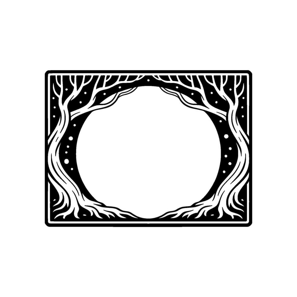 Stylized Tree Frame, Ethereal Glow, Vintage Illustration vector